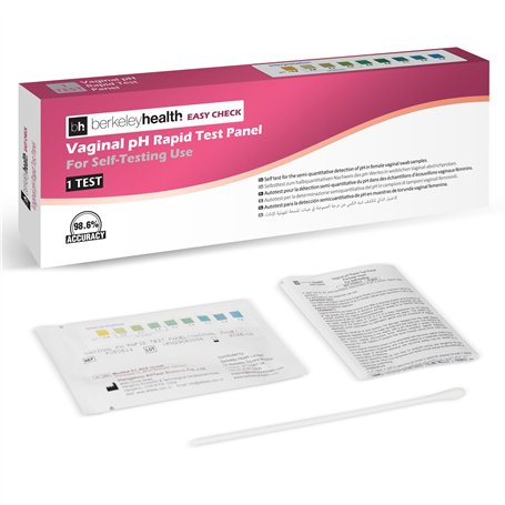 Kit de Test à Domicile pH Vaginal Easy Check de Berkeley Health | Détermine le pH dans les Échantillons de Tampon Vaginal Fémini