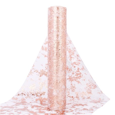 29CMx9M Rouleau Tulle Chemin Table Organza Baptême Baby Shower Filet Or Rose Pailleté Décoration Table Ruban Runner Métallisé Bo