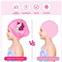 Bonnet de Bain Enfant Licorne en Silicone Bonnet Natation Imperméable Bonnet Piscine pour Fille Cheveux Longs avec Bouchons d'or