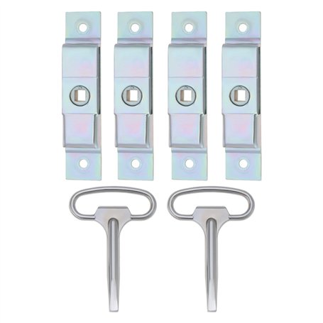 Be In Your Mind Lot de 2 grands boulons de verrouillage en acier carbone argenté + clé carrée pour installation de porte à rabat