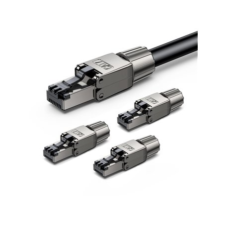 UGREEN Lot de 4 Cat 7 Connecteur RJ45 Ethernet Réseau Embout Fiche 10Gbps Installation sans Outil AWG 22-24