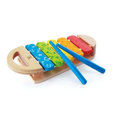 Hape - Xylophone Arc-en-Ciel en Bois - Jouet Enfant en Bois 3 pièces - Instrument de Musique pour Bébé dès 12 Mois - Jeu Musical