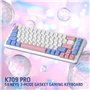 Redragon K709 PRO Clavier de jeu RVB sans fil Gasket 65 % Clavier mécanique échangeable à chaud 68 touches avec socle Free Mod,