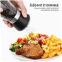 Hotder Moulins à sel et à poivre, pack de 2 moulins à épices dans des bouteilles en verre, un outil idéal pour la cuisine