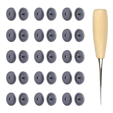 LEEQ Bouton d'arrêt de ceinture de sécurité gris avec poinçon en bois - Pas de soudure nécessaire pour l’installation et le retr