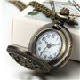 JewelryWe Montre de Poche à Gousset Pendantif Mode Rétro Creux Papillon Fleurs Ronde Bronze Pendentif Collier Chaîne