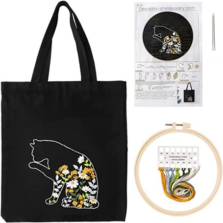 EastVita Kit de broderie en toile avec motifs de plantes de dessin animé