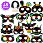 Qpout 48pcs Masques à gratter Animaux pour Enfants, pour Enfants Fille Garçon Anniversaire de Pâques Halloween Jeu de Noël Acces