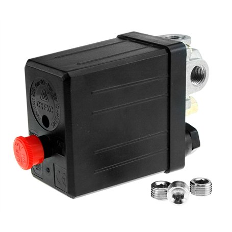 Create idea Commutateur de compresseur d'air monophasé 175 PSI 15 A + 3 bouchons d'obturation 1/4 BSP