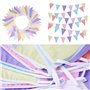BETESSIN 10M Fanions Pastel Guirlande Bannière Banderole Drapeaux Bunting Banner Triangle en Toile Vintage Champêtre Decoration