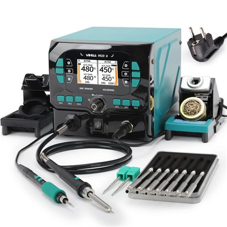 YIHUA 992D-II Kit de Station de Soudage de précision 2-EN-1 avec crayon à air chaud et fer a souder de précision C210