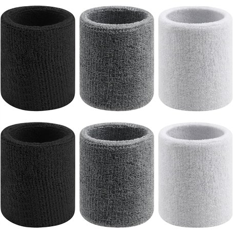 SULOLI 6pcs Sport Bandeau Poignet Sport Serre Poignets Coton Protège Poignet pour Tennis