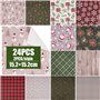 24 Feuilles Noël Matériel Scrapbooking en Papier Accessoires Décoratifs Bricolage Papeterie pour Décoration Noël Carte de Vœux J