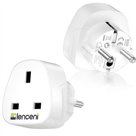 LENCENT 2X Adaptateur Prise UK/Anglaise/Royaume Uni/Angleterre 3 Broches vers Les Prises France/Francaise/Europe 2 Broches Adapt