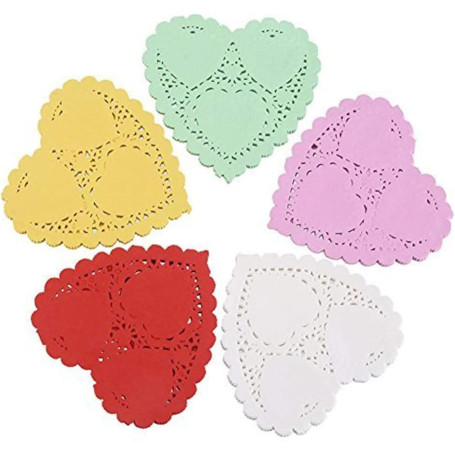 JOFONY Lot de 200 napperons en papier en forme de cœur