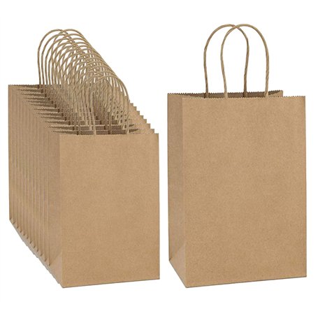 SULOLI 24pcs Sac en Papier Kraft，Marron Sac Cadeau avec Poignée Cadeaux en Papier Petits Sacs de Transport pour Noël Mariage Sho
