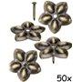 Lot de 50 clous décoratifs Fuxxer - En laiton vieilli - Aspect ancien - Fleurs - Dimensions : 23 x 23 mm