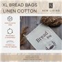 Sac à pain extra large New Living Coton lin biologique | 44x35cm | 2 x sacs à pain réutilisables | sac de conservation des alime
