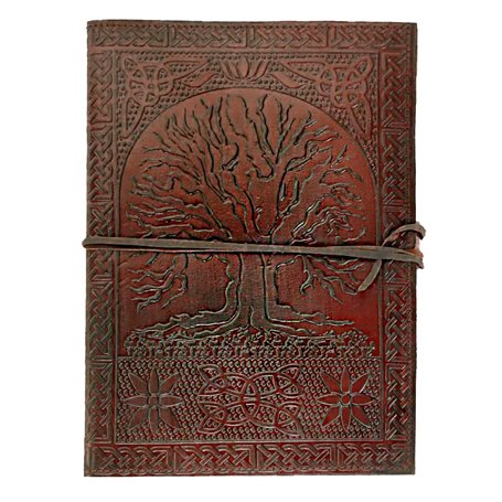 18 Cm Bloc-notes Carnet Cahier Feuilles Leather journal Intime avec Couverture en Cuir Fait à la Main arbre de la vie Celtique V