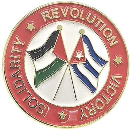Badge en métal émaillé avec drapeau de Cuba et de Palestine