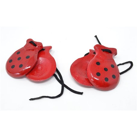 Espagnol Castagnettes rouges et noires pour enfants pour danse flamenco ou sévillane