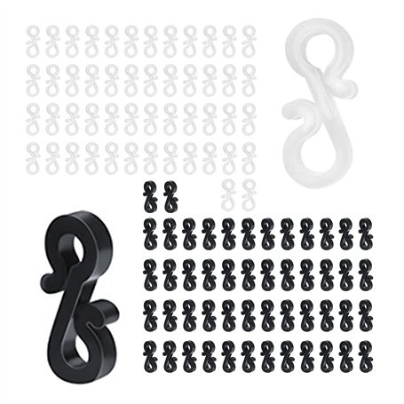 Lot de 100 mini crochets de gouttière en plastique noir et blanc avec clip en forme de S