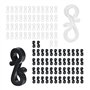 Lot de 100 mini crochets de gouttière en plastique noir et blanc avec clip en forme de S