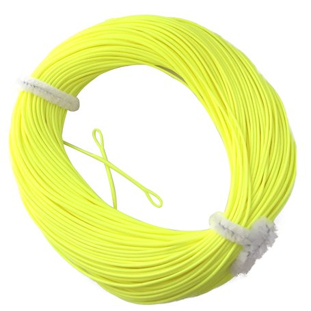 BestCity Ligne flottante haute qualité WF7/8 pour pêche à la mouche avec 2 boucles soudées Jaune fluo