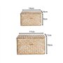 YSGLIFE Panier de Rangement en Jonc de mer avec Couvercle Ensemble de 2 Paniers Empilables Herbe de mer Tissée Paniers Carrés po