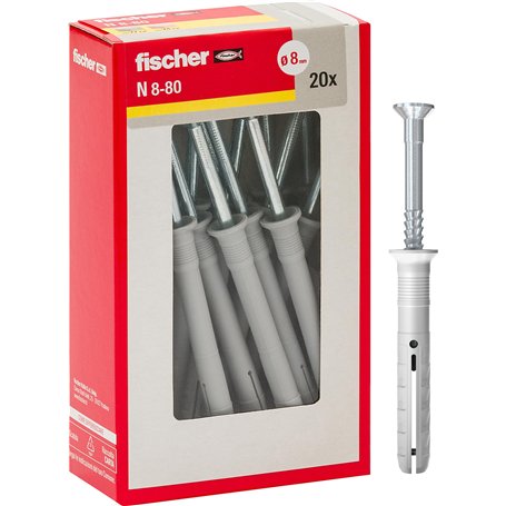 Fischer Chevilles prolongées à Battre N 8x80 Y Fixation par percussion avec clou prémonté pour plein