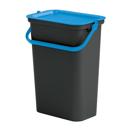 Tontarelli - Poubelle MODA 10L avec poignée (seau noir-couvercle sapphir)