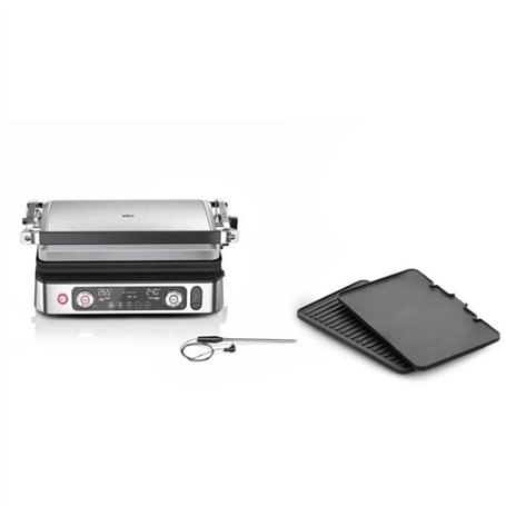 Grill multifonctions - BRAUN - Multi Grill 9 Pro - 2200 W - 3 positions de chauffe - Noir / Acier