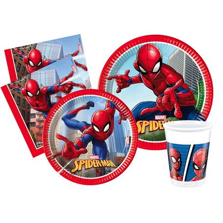 Ciao- Kit Table Fête Party Marvel Spider-Man Crime Fighter 8 Personnes (44 pcs: Assiettes