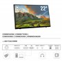 Atlantis A05-T22A-VHDM Moniteur tactile 22 pouces, écran 10 touches, Full HD 1920x1080, HDMI VGA DP, inclinable 15°-50°, verre d