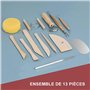 Longivia® 13 Outils de Modelage en Bois de Hêtre Naturel - Outils Sculpture Argile – Kie de Outils Poterie Enfant et Adult – pou