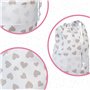 Filet - Sac Porte-Layette à Broder avec Fermeture par Coulisse, Fabriqué en Coton Piquet Milleraies Imprimé Cœurs, Made in Italy