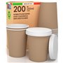 200 verres à café à emporter en papier Havane 200 ml avec couvercle en papier boissons chaudes et froides