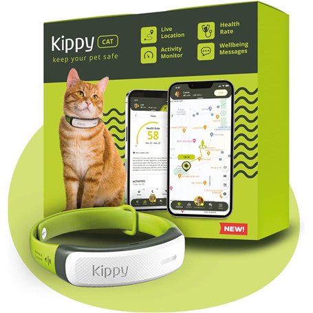 Kippy - Collier GPS pour Chats Kippy Cat Color – Traceur GPS de Santé et d'Activité - Collier Chat GPS Anti-étranglement avec Al