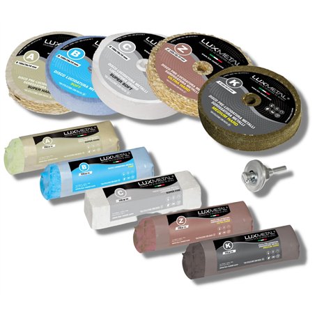 Lux Metal - Kit 5 Disques de Polissage de 100 mm et 5 Pâtes Abrasives de 250 gr - Parfaits pour polir des métaux tels que l'alum