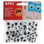 Apli kids 013263 Sachet de 100 Yeux Mobiles Adhésifs Ronds sans Cils tailles Assorties