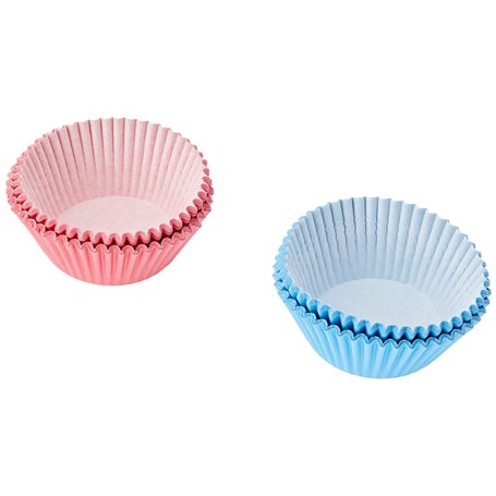 Ibili 735901 Capsule à pâtisserie antiadhésive Lot de 50 pièces Bleu + 50 pièces Rose en papier imperméable