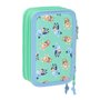 Trousse Fourre-Tout Triple Bluey Sisters Vert Eau 12,5 x 19,5 x 5,5 cm 37 Pièces