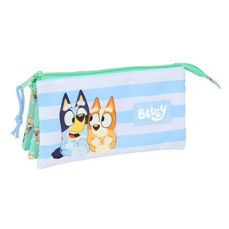 Trousse Fourre-Tout Triple Bluey Sisters Vert 22 x 12 x 3 cm