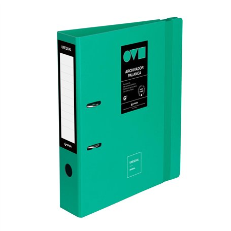 Grafoplas Classeur 2 anneaux A4 avec levier 65 mm Turquoise Polyfoam Ouverture 360° Résistant et ultra léger Fermeture élastique