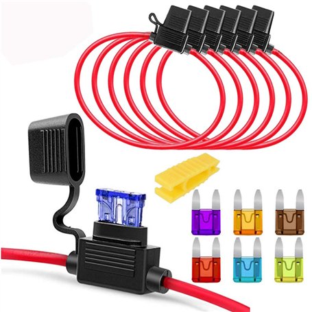 Gebildet 6pcs DC 32V 20A 16AWG Porte Fusibles Lame Enfichable Etanche avec Fil