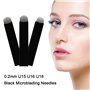 50 pièces Lame Microblading Aiguilles de Microblading U noires en 0.20mm 18U 16U Sourcils Permanent Aiguilles (16U-0.2mm)