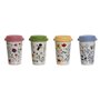 Tasse avec Couvercle DKD Home Decor Multicouleur Fleurs 400 ml (4 Unités)