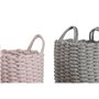 Set de basket Home ESPRIT Vert Gris Rose Corde (2 Pièces) (3 Unités)