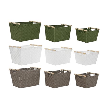 Set de basket Home ESPRIT Vert Gris Crème Bois polypropylène (3 Pièces) (3 Unités)
