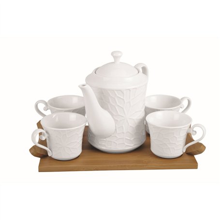 Ensemble de tasses à café Home ESPRIT Blanc Bambou Porcelaine